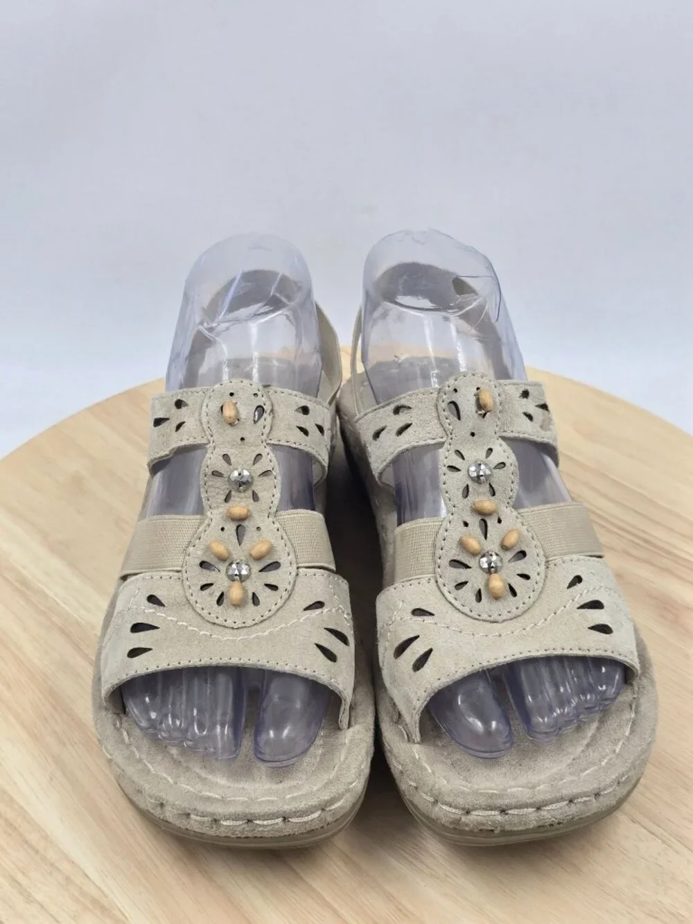 Earth Spirit Womens Slingback Beaded Sandals sz 7.5